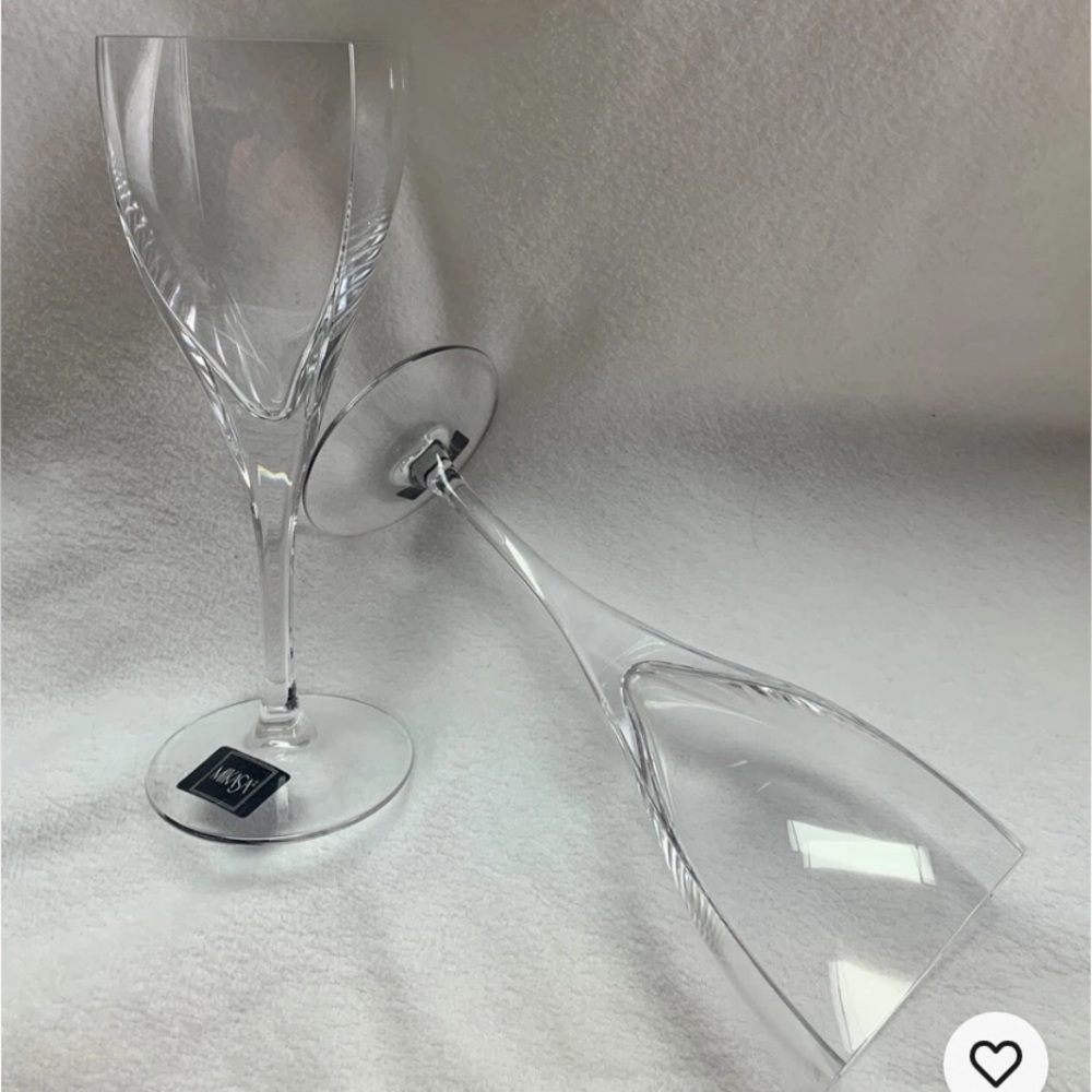 Mikasa NWT PANACHE French Lead Crystal Water Goblet square bowlSet of 2